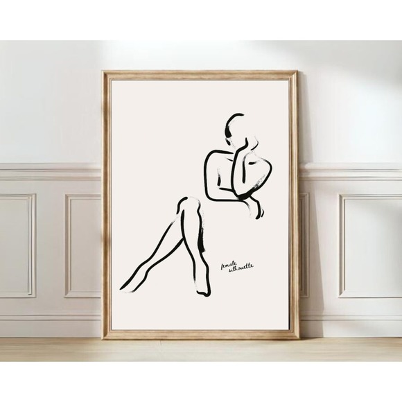 Woman Line Art Print Feminine Poster One Line Female Wall Art - Picture 1 of 4